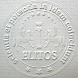 Ein Abdruck einer Prägepresse - zu sehen ist ein Siegel